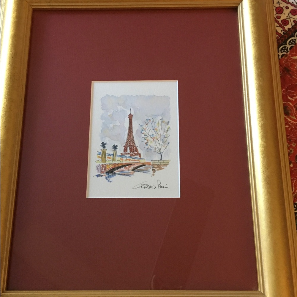 Le Tour Eiffel Matted Gold Framed Pen & Ink